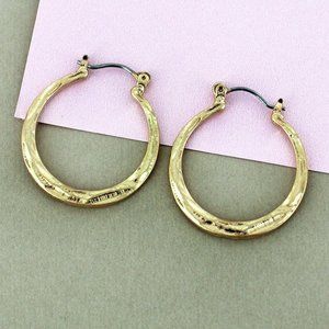 Crave Hammered Goldtone Hoop Earrings 1''
